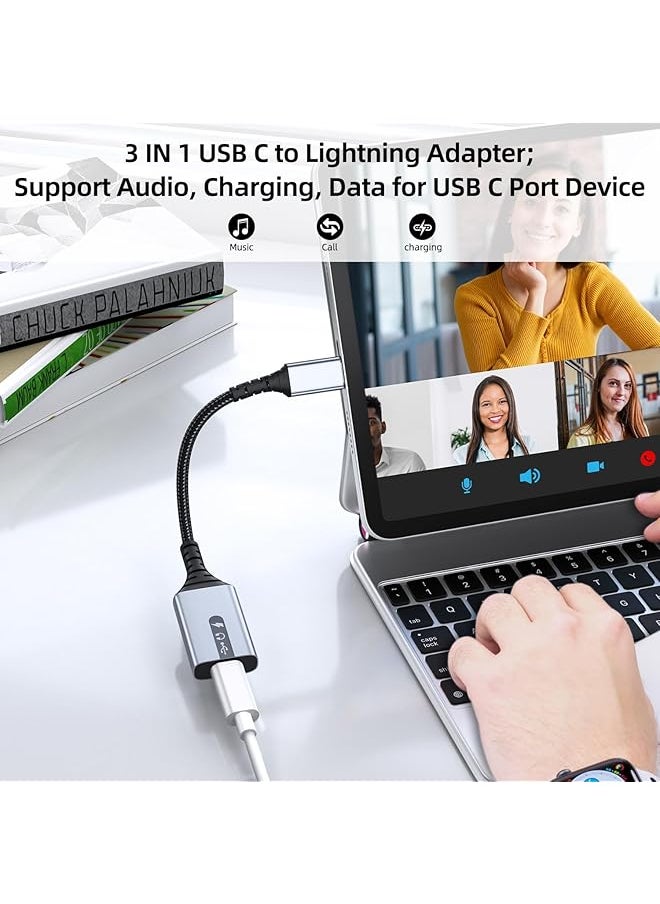 erorex - Usb C To Lightning Audio Charge Adapter Cable Usb Type C Male To Lightning Female Hifi Audio Headphones 60W Fast Charge & Data Fit With iPhone 15 iPad Pro Air Macbook Galaxy S23 Pixel 7 6 - Image 1