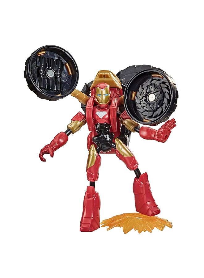 أفينجيرز لعبة مجسم الرجل الحديدي المرن بيند أند فليكس رايدر، مقاس 6 بوصات، ودراجة نارية 2 في 1 للأطفال من سن 6 سنوات فما فوق - Image 2