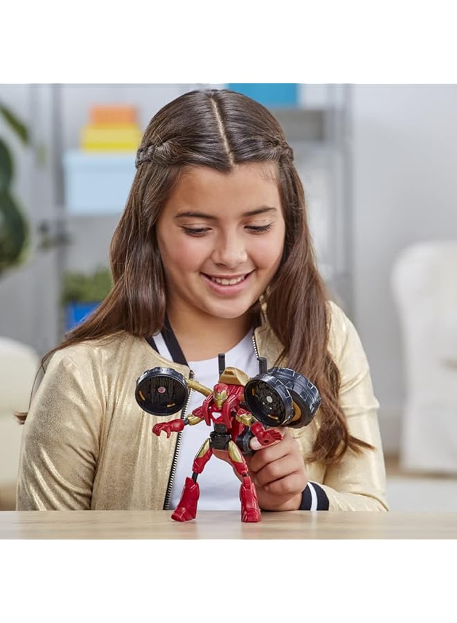 أفينجيرز لعبة مجسم الرجل الحديدي المرن بيند أند فليكس رايدر، مقاس 6 بوصات، ودراجة نارية 2 في 1 للأطفال من سن 6 سنوات فما فوق - Image 5