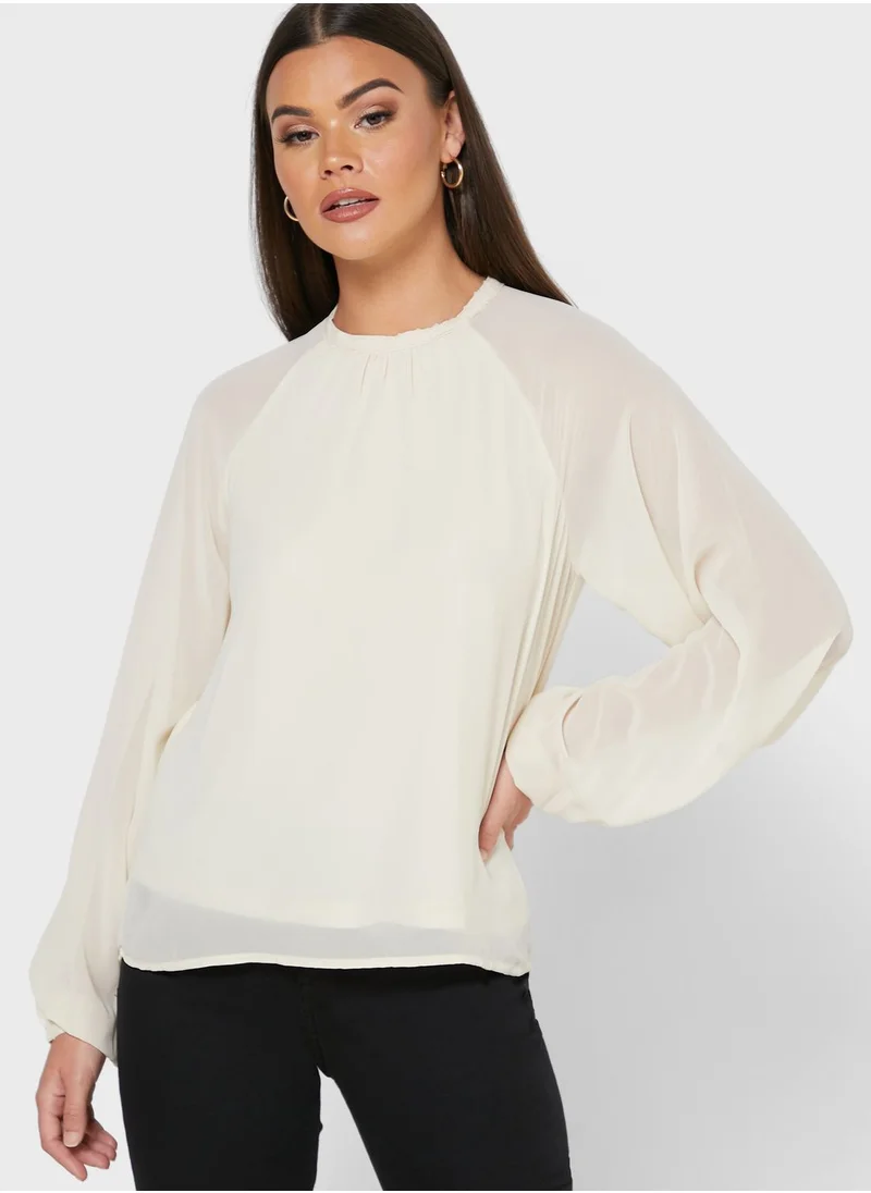 VERO MODA Crew Neck Mesh Top