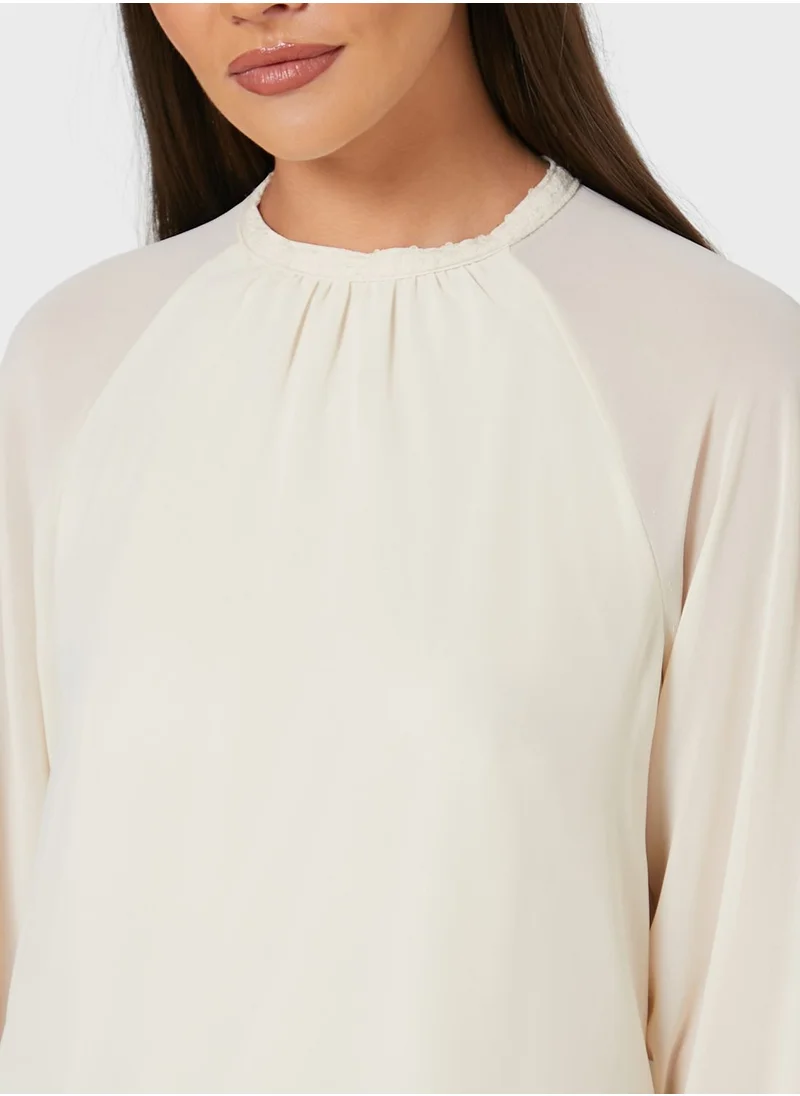 VERO MODA Crew Neck Mesh Top