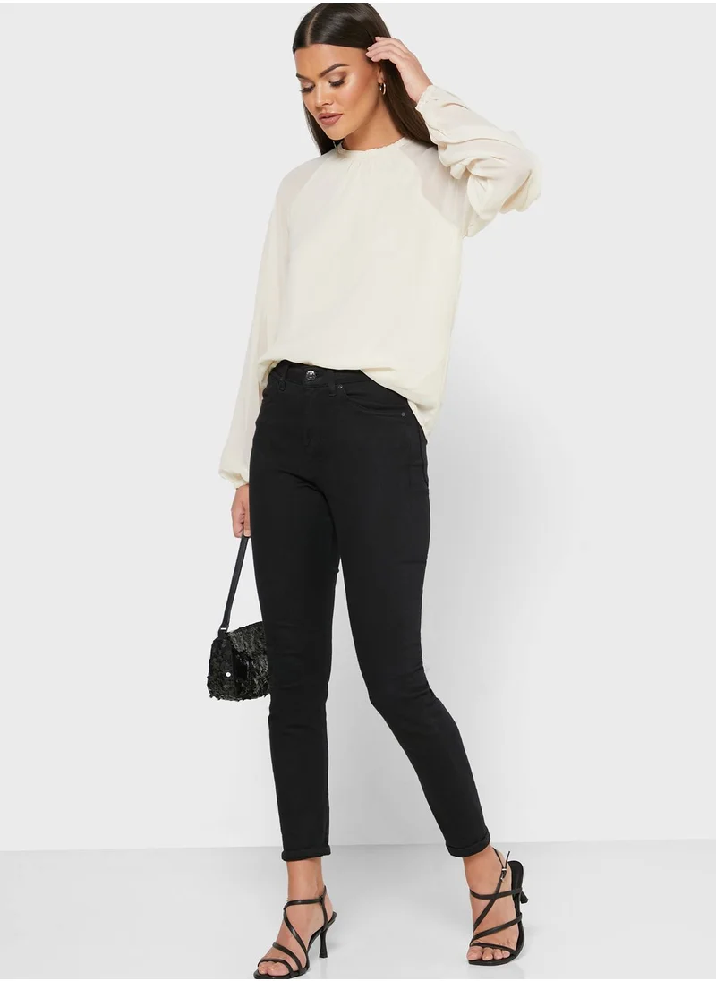 VERO MODA Crew Neck Mesh Top