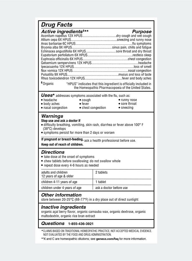 Genexa Flu Fix | Multi-Symptom Flu Remedy for Kids & Adults | Delicious Organic Acai Berry Flavor | Certified Organic & Non-GMO | Homeopathic Remedy Made Clean | 60 Chewable Tablets - Image 5