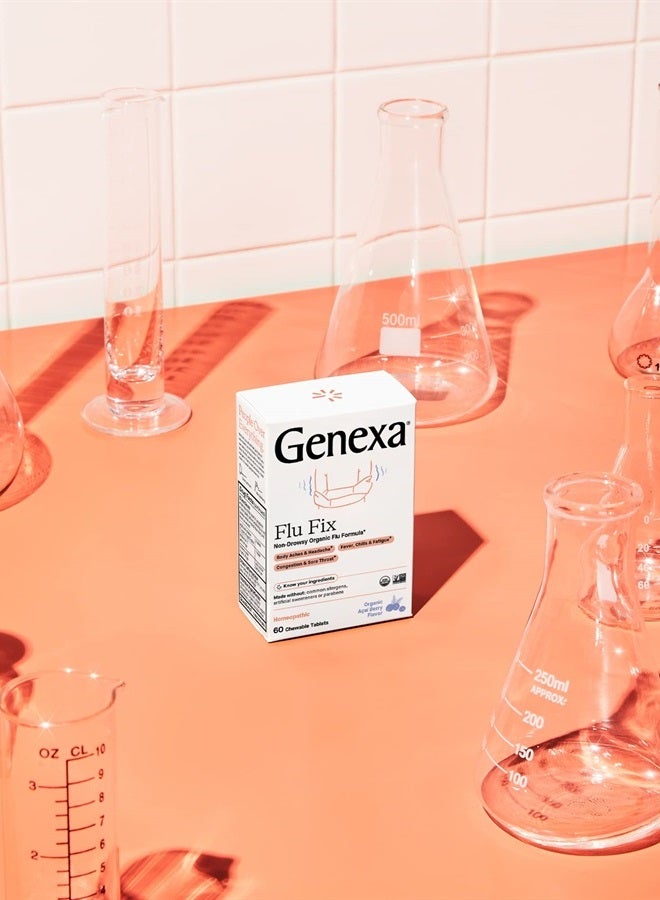 Genexa Flu Fix | Multi-Symptom Flu Remedy for Kids & Adults | Delicious Organic Acai Berry Flavor | Certified Organic & Non-GMO | Homeopathic Remedy Made Clean | 60 Chewable Tablets - Image 2