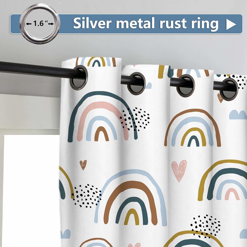 chiinvent Blackout Rainbow Curtains for Kids Cute Rainbow Room Darkening Window Curtains Decorative Cartoon Black Out Curtain for Girls Bedroom Nursery, C2, 52" x 84", 2 Panels (90% Blackout) - Image 3