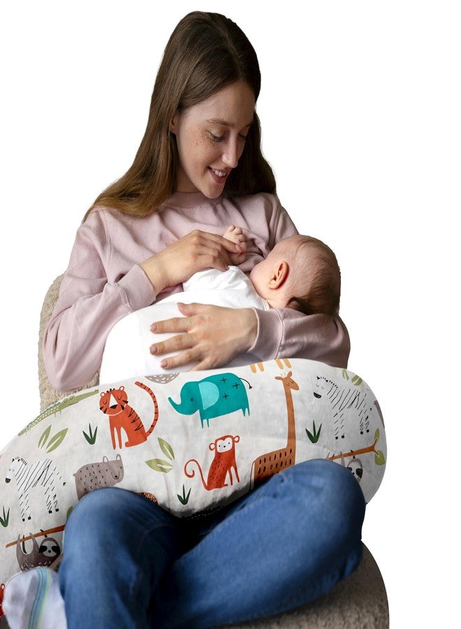 Windson Craft Baby Feeding Pillow with Detachable Cover, Safety Belt | Breastfeeding Pillow | Nursing Pillow (Neutral Jungle Colors) - Image 1