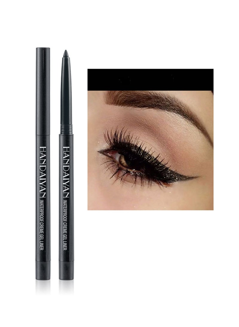 Handaiyan Eyeliner Gel Professional Makeup Eye Liner Waterproof Long Lasting,Smudge-Resistant Sharpenable Cream Eyeliners Pencil High Performance Glide-On Pen Vegan,High Pigment,Nude With Shimmer Finish Black  - Image 1