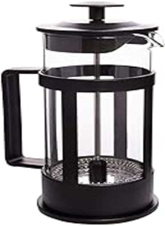 ECVV - ECVV Coffee French Press Coffee and Tea Maker, Borosilicate Glass Coffee Press, Stainless Steel Filter, Durable and Heat Resistant, Black (600 ml) - Image 1