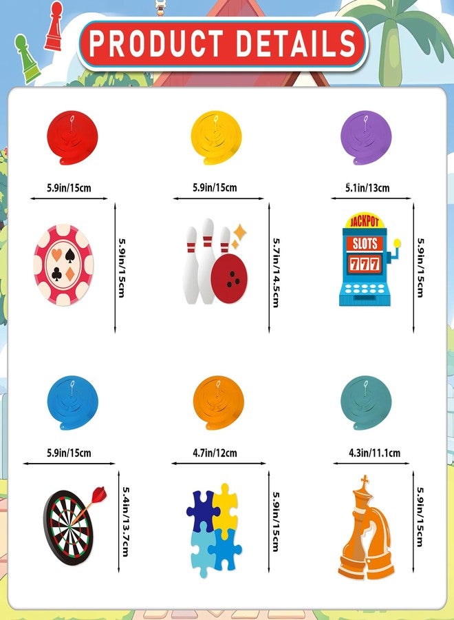 MZ.ogm Game Night Decorations Funny Game Night Party Decorations with Chess Chess Card Game On Theme Banner Hanging Siwrls Ceiling Streamers Stickers for Kids Adults Family Games Night Party - Image 3