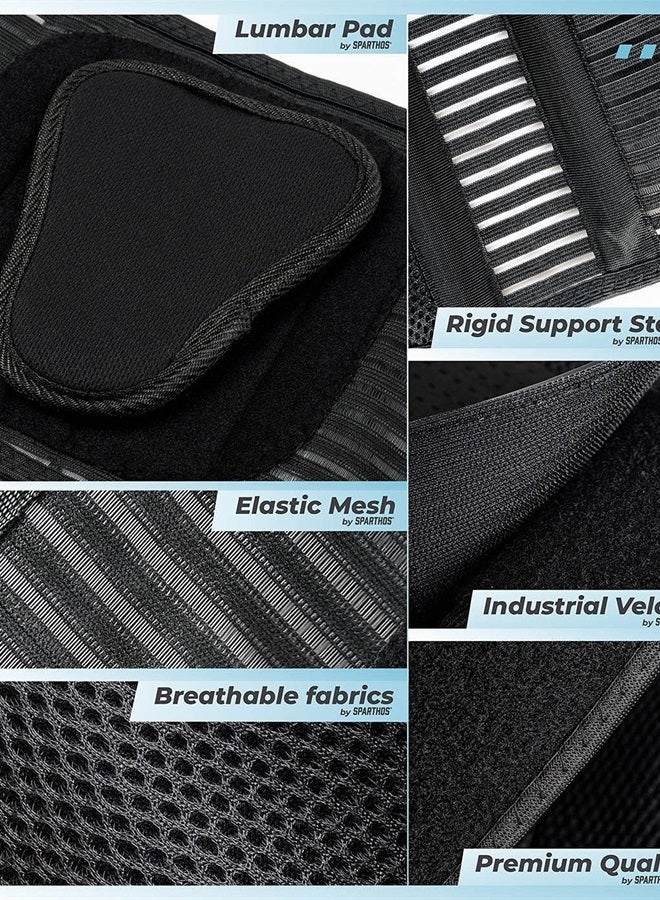 Sparthos Back Support Belt Relief for Back Pain, Herniated Disc, Sciatica, Scoliosis and more! - Breathable Mesh Design with Lumbar Pad - Adjustable Support Straps - Lower Back Brace -Size Small - Image 4