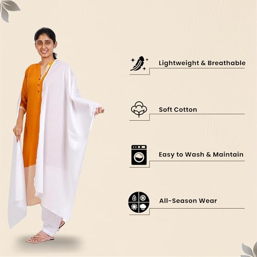 Happy Bunny Pure Cotton Dupatta for Women (2.5m) Soft, Lightweight, and Breathable Skin Chunni, Versatile Solid Color Stole for Everyday Styling and Festive Outfits - Image 2