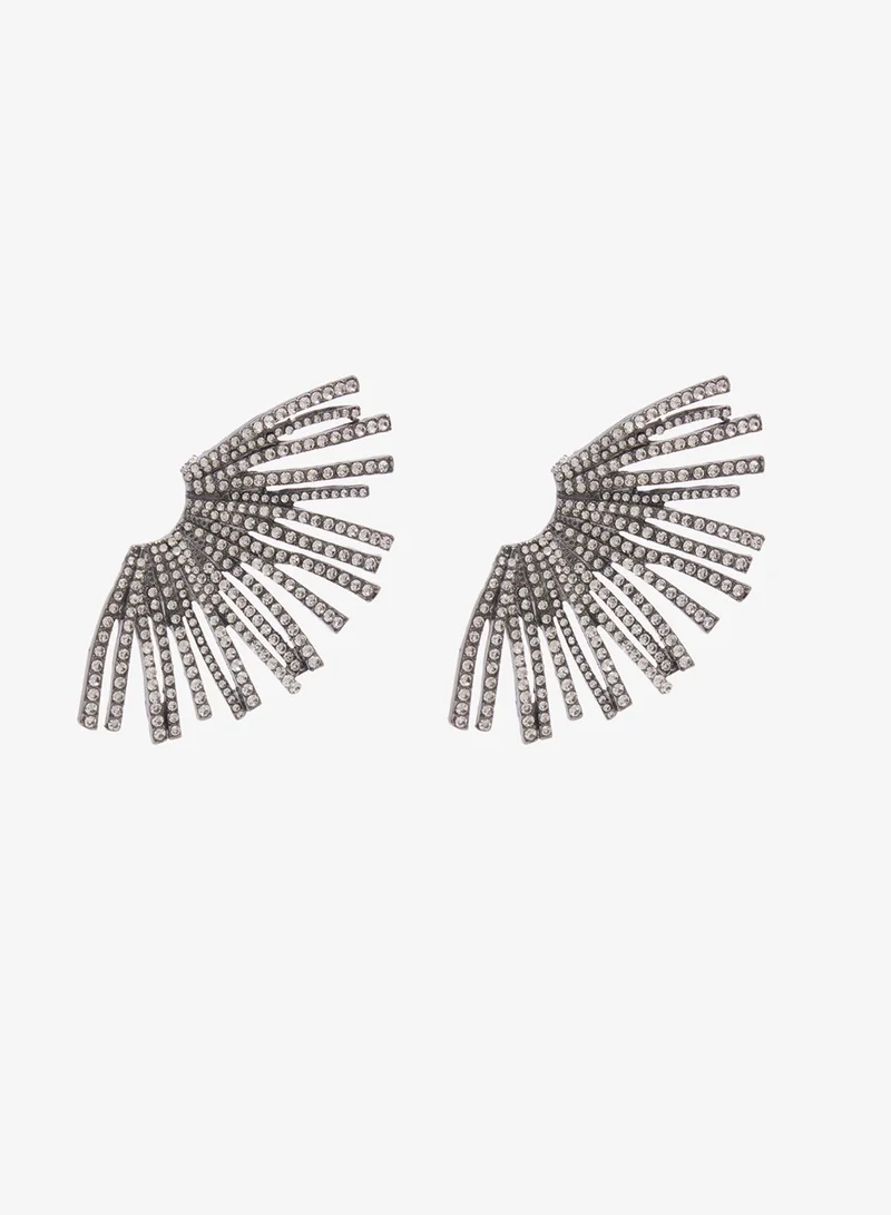 Ella Limited Edition Silver Rhinestone Embellished Statement Earrings for Women | Best Price UAE