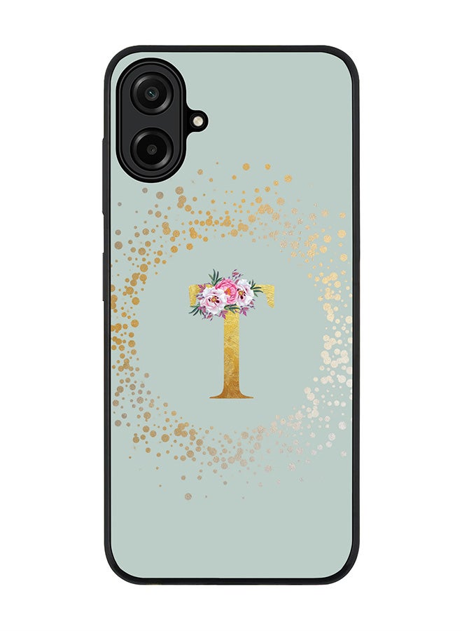 Stylizedd For Samsung Galaxy A07 4G Case,Slim fit Camera Protection, Shockproof Thin Phone cover  - Custom Monogram Floral - T  (Light Grey )