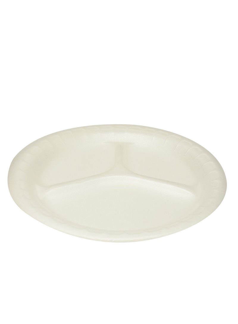 IDEAL PACK 3 DIVISION FOAM PLATE  10 INCH PACK OF  25 WHITE 2PKTS - Image 2