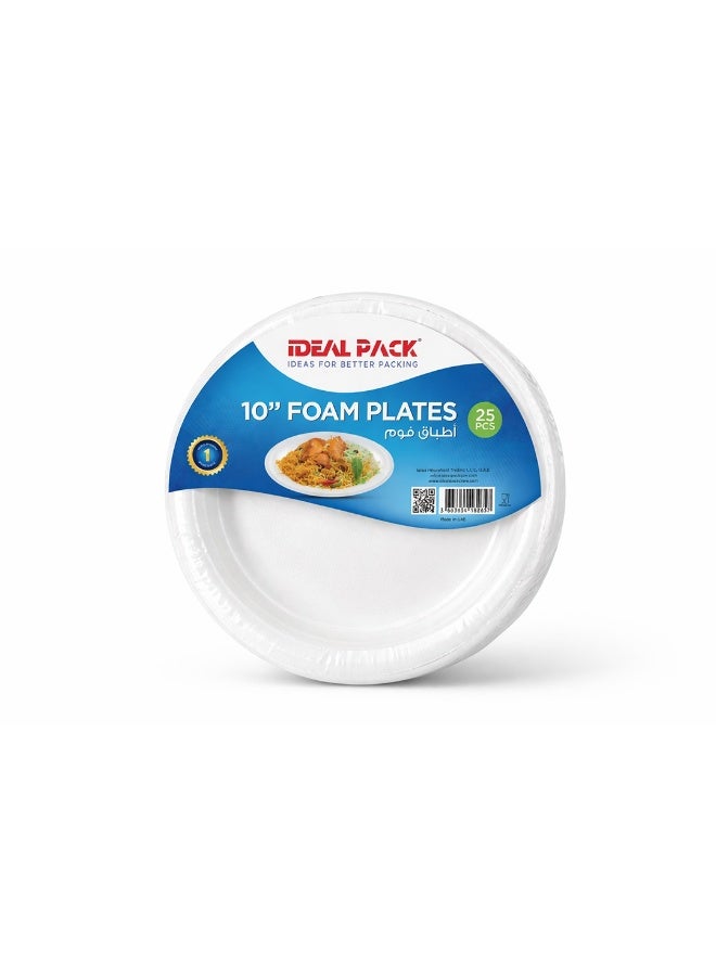 IDEAL PACK 3 DIVISION FOAM PLATE  10 INCH PACK OF  25 WHITE 2PKTS - Image 1