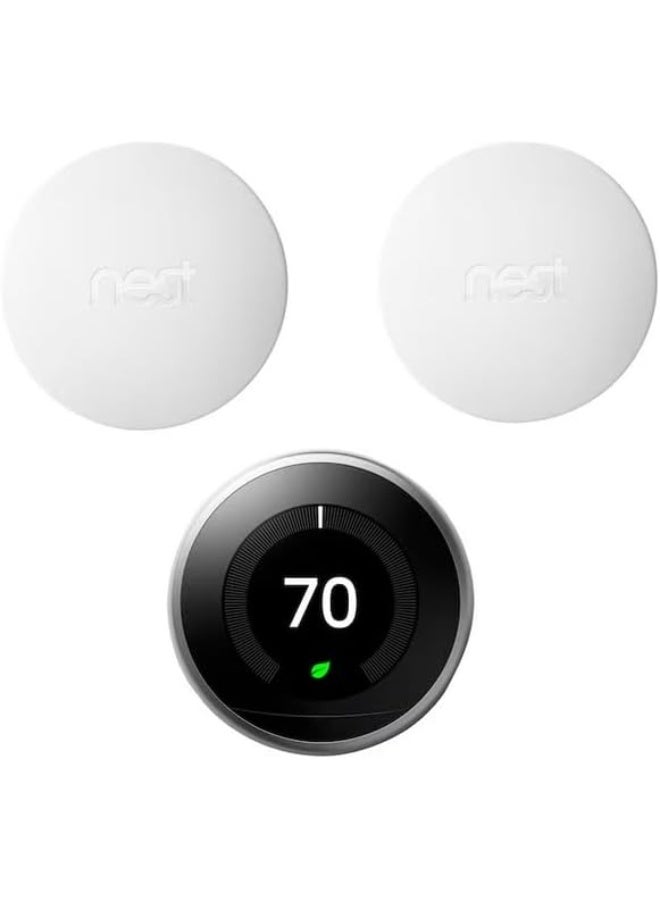 Google Nest Learning Smart Wi-Fi Thermostat 3rd Gen + 2 Temperature Sensors, Built-In Lithium Ion Battery, Energy History Tracking, Intuitive Scheduling, Compatible With Smart Phone, White BH1252-US - Image 3
