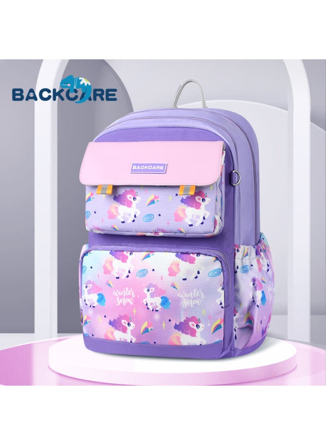 Back Care First Grade Schoolbag For Female Students, Extra Large Capacity, Lightweight, Spine-protecting, Children's Backpack B24-160d - Image 1