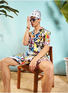 Mascln Sassafras Conversational Print Relaxed Fit Shirt & Shorts Co-Ords by Styli  - Image 2