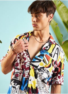 Mascln Sassafras Conversational Print Relaxed Fit Shirt & Shorts Co-Ords by Styli  - Image 4