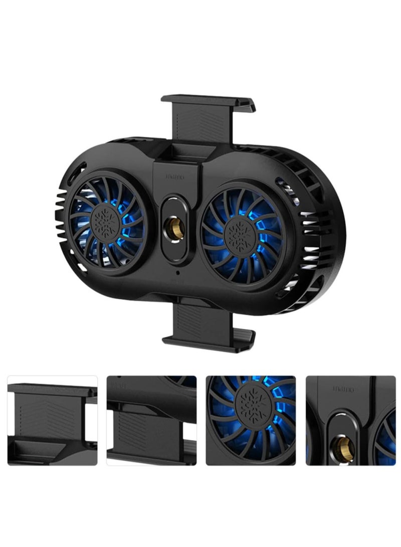 Dual Fan Phone Cooler, Cellphone Radiator with Dual Semi-Conductor Cooling Chip, Mobile Phones with a Width of 6 to 8 cm for Tiktok Live Streaming, Outdoor Vlog, Mobile Gaming.  - Image 2
