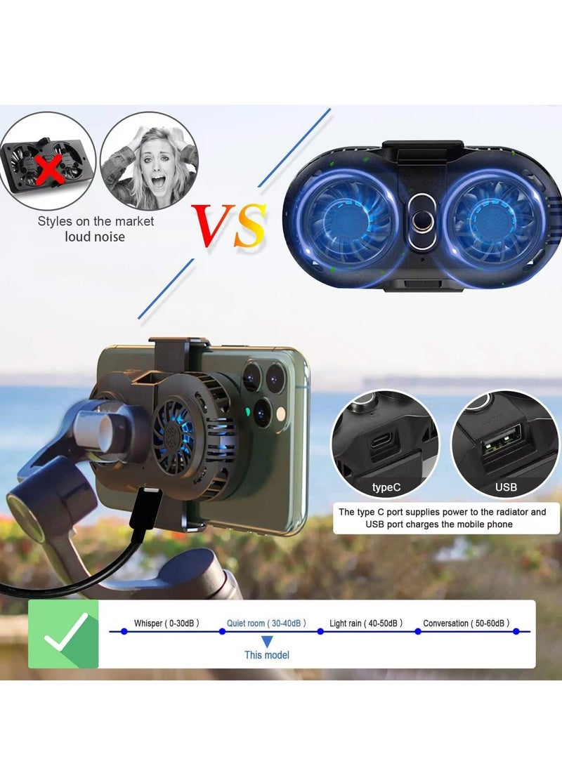 Dual Fan Phone Cooler, Cellphone Radiator with Dual Semi-Conductor Cooling Chip, Mobile Phones with a Width of 6 to 8 cm for Tiktok Live Streaming, Outdoor Vlog, Mobile Gaming.  - Image 4
