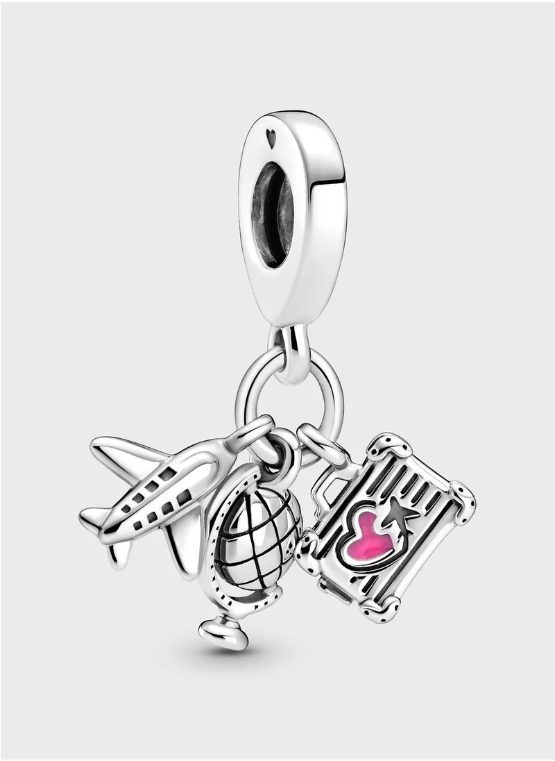 PANDORA Airplane, Globe & Suitcase Dangle Charm