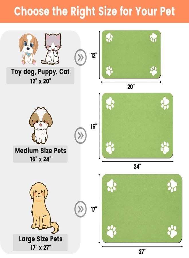 DK177 Pet Feeding Mat-Absorbent Pet Placemat for Food and Water Bowl, with Waterproof Rubber Backing, Quick Dry Water Dispenser Mat for Dog and Cat (20"x12", Lime Green) - Image 2