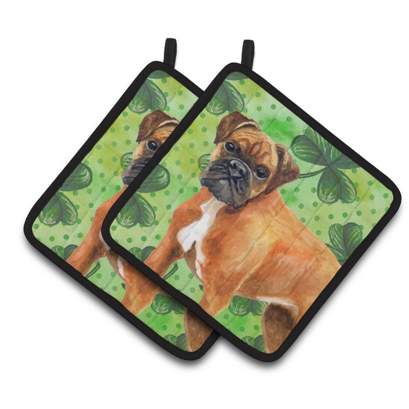 Caroline's Treasures ""Caroline's Treasures German Boxer Decorated pot holder  7.5H x 7.5W  St Patrick's Day"" 