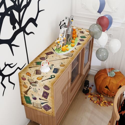 Jiudungs Linen Halloween Table Runner 72 Inches Long, Halloween Home Kitchen Dining Room Table Decor, Boy Birthday Party Baby Shower Decorations and Supplies for Kids - Image 5
