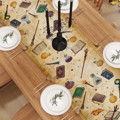 Jiudungs Linen Halloween Table Runner 72 Inches Long, Halloween Home Kitchen Dining Room Table Decor, Boy Birthday Party Baby Shower Decorations and Supplies for Kids - Image 4