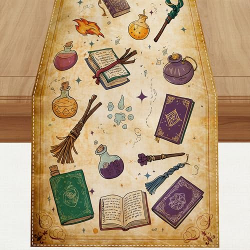 Jiudungs Linen Halloween Table Runner 72 Inches Long, Halloween Home Kitchen Dining Room Table Decor, Boy Birthday Party Baby Shower Decorations and Supplies for Kids - Image 1
