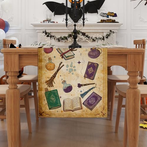 Jiudungs Linen Halloween Table Runner 72 Inches Long, Halloween Home Kitchen Dining Room Table Decor, Boy Birthday Party Baby Shower Decorations and Supplies for Kids - Image 2