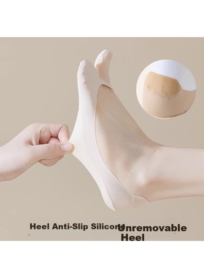 LANG SHA Langsha Women's Two-toe Invisible Socks Spring Summer Thin Ice Silk Cotton Sole Pig Hoof Split Toe Low-cut Non-slip Boat Socks - Image 5