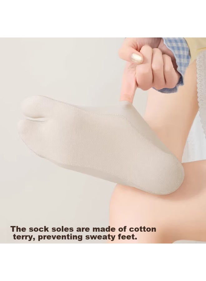 LANG SHA Langsha Women's Two-toe Invisible Socks Spring Summer Thin Ice Silk Cotton Sole Pig Hoof Split Toe Low-cut Non-slip Boat Socks - Image 4