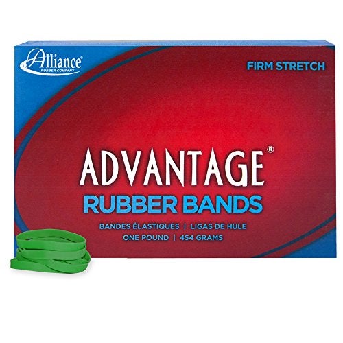 Alliance Rubber 66625 Advantage Rubber Bands Size #62, 1 lb Box Contains Approx. 450 Bands (2 1/2" x 1/4", Green) - Image 1
