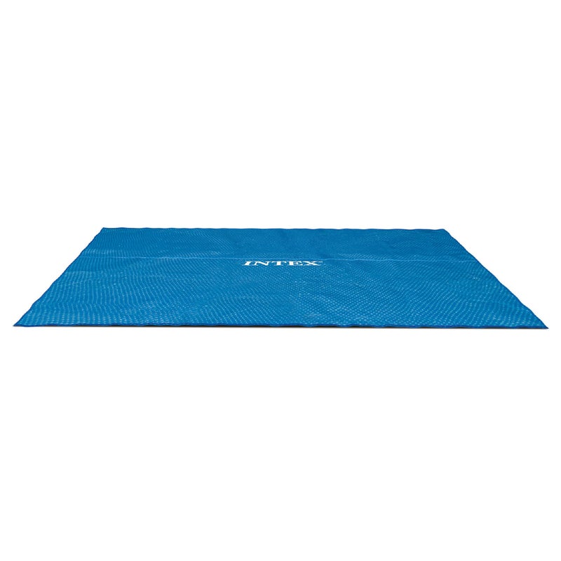 Intex Solar Pool Cover for 18' x 9' Rectangular Frame Outdoor Swimming Pools with Carrying Storage Bag, (Pool Cover Only), Blue - Image 1