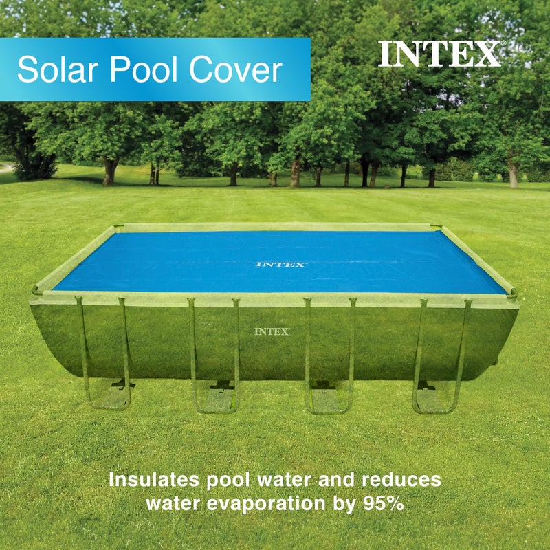 Intex Solar Pool Cover for 18' x 9' Rectangular Frame Outdoor Swimming Pools with Carrying Storage Bag, (Pool Cover Only), Blue - Image 5