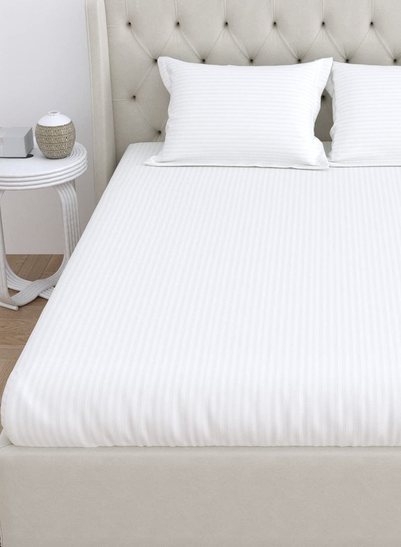 LINENWALAS 100% Certified Cotton Bedsheet with 2 Pillowcase - 210 TC King Size - White - Image 4