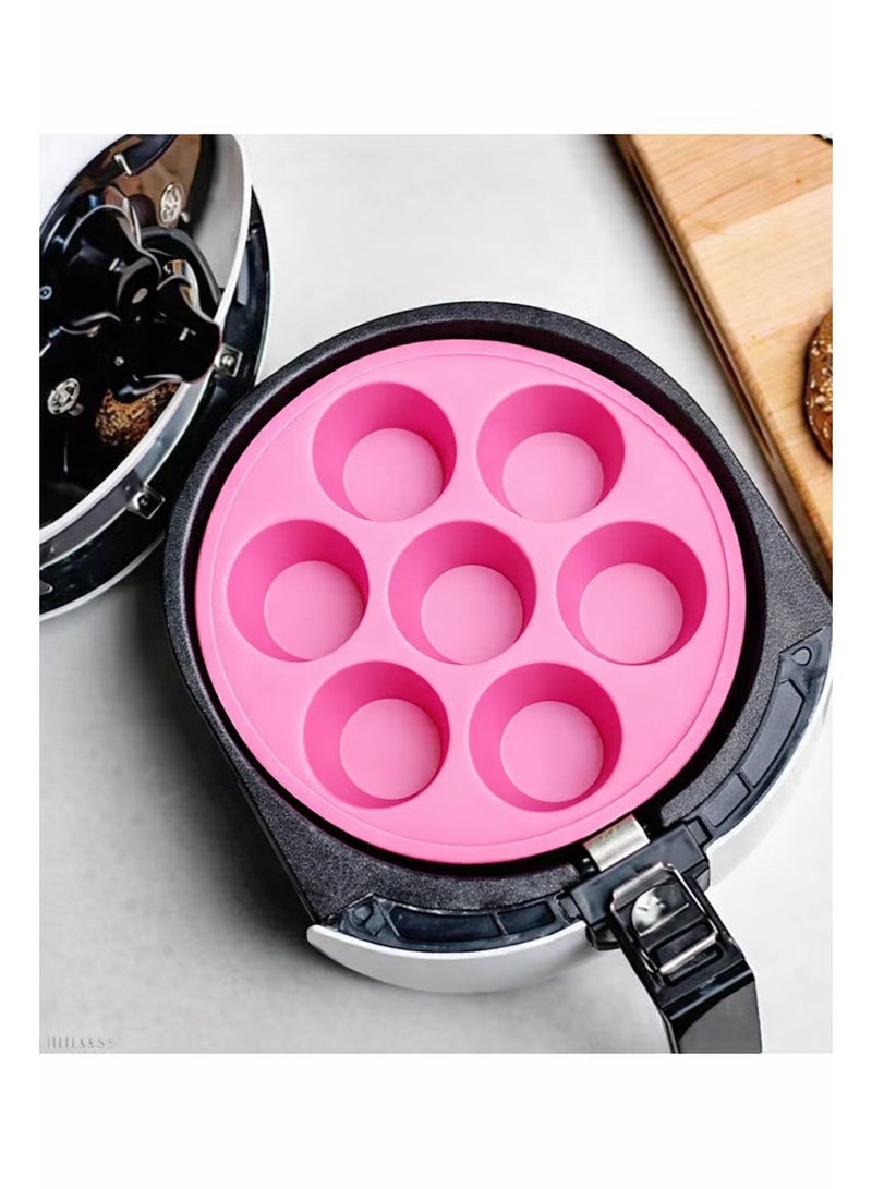 صينية مافن سيليكون للقلاية الهوائية | قالب كب كيك ومافن غير لاصق بـ 7 تجاويف | صينية خبز مقاومة للحرارة للقلاية الهوائية والفرن والميكروويف | ملحق خبز قابل لإعادة الاستخدام ومرن وسهل التنظيف - Image 5