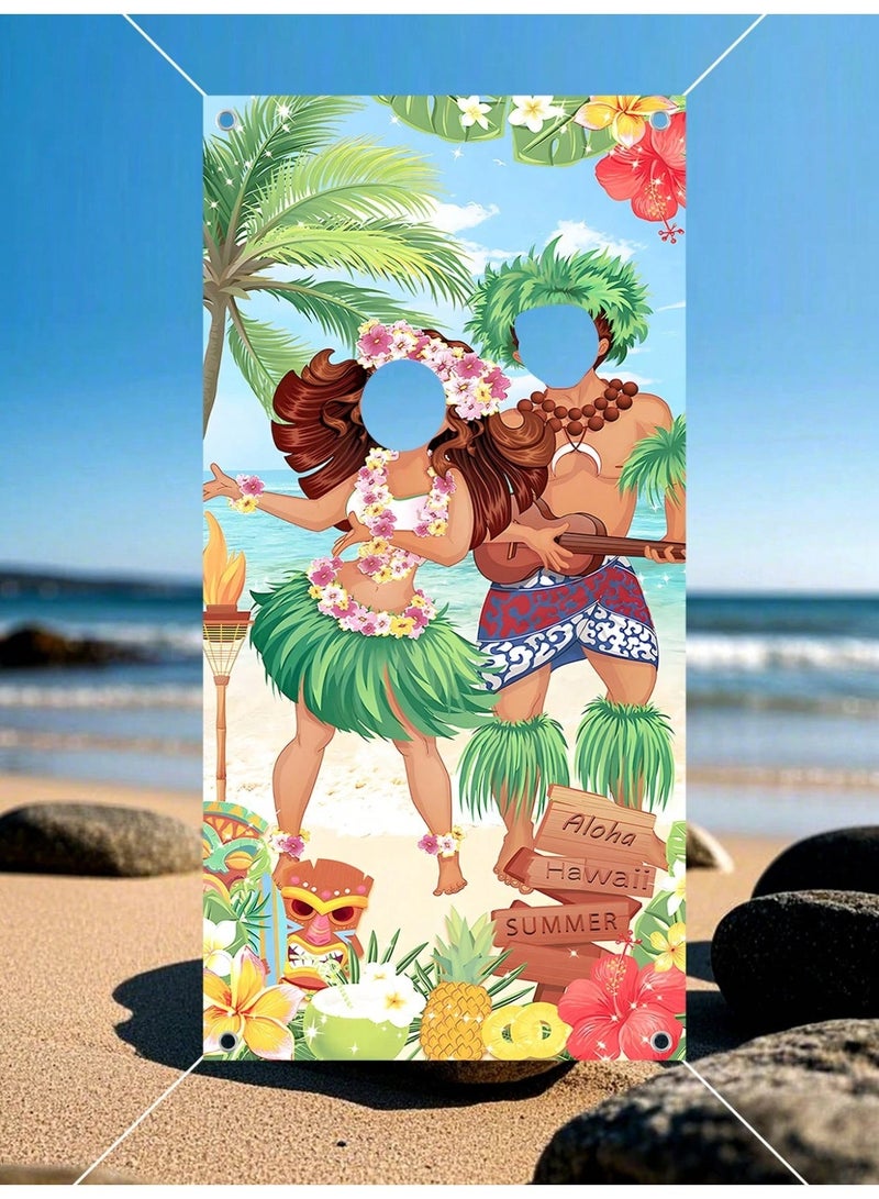 Beach Party Decoration Tropical Photo Booth Board with Face Cutouts – Summer Party Photo Prop - Image 4