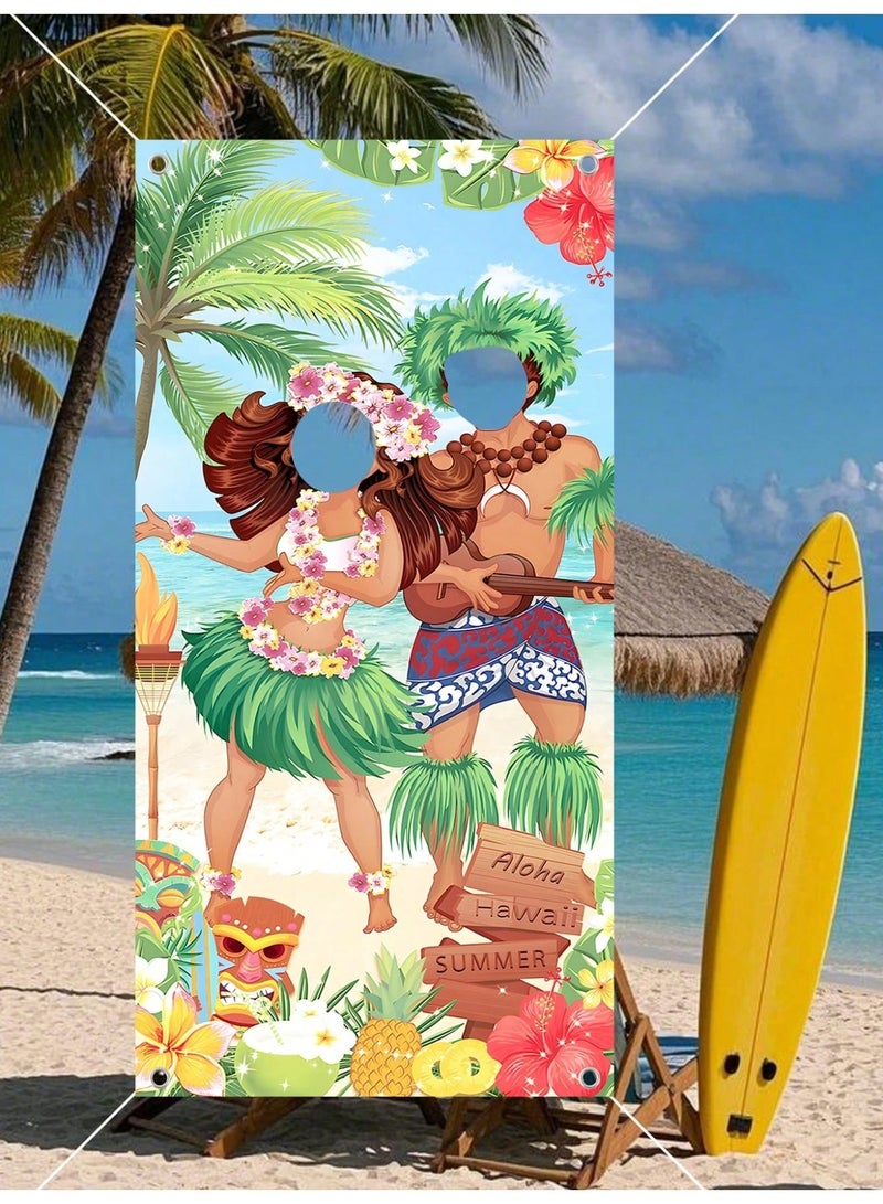Beach Party Decoration Tropical Photo Booth Board with Face Cutouts – Summer Party Photo Prop - Image 5