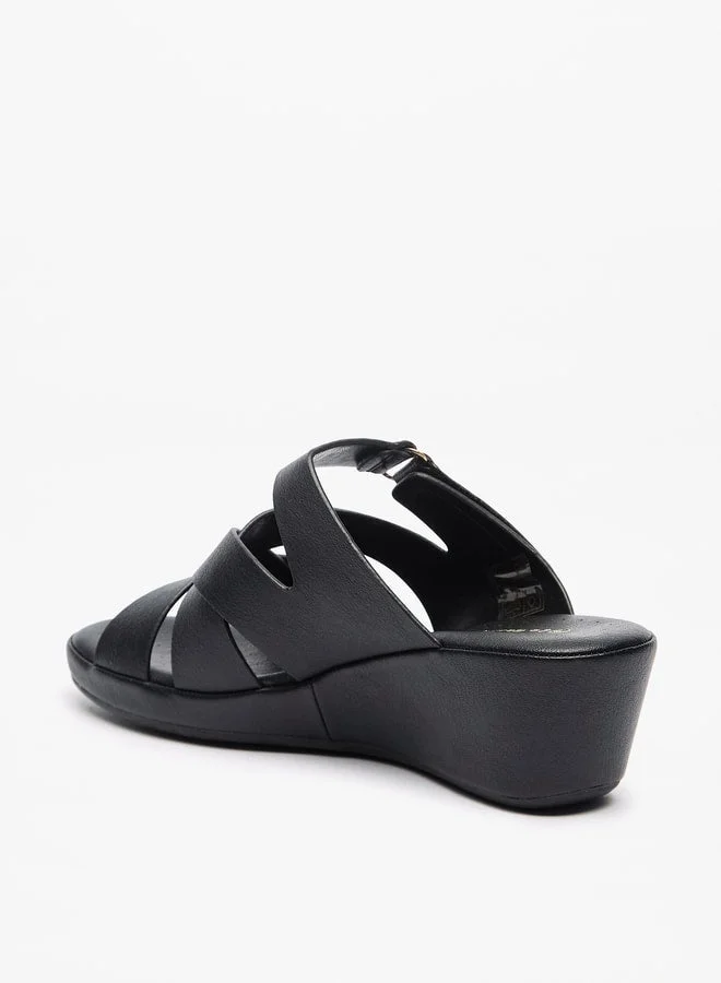 لو كونفورت صنادل نسائية بكعب ويدج بحزام متقاطع سهل الارتداء