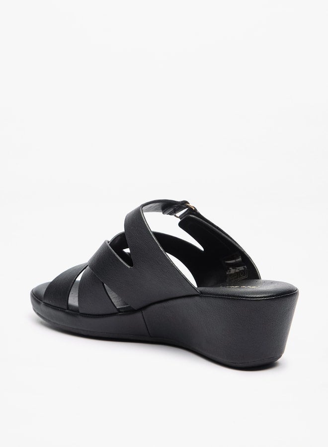 لو كونفورت صنادل نسائية بكعب ويدج بحزام متقاطع سهل الارتداء - Image 2