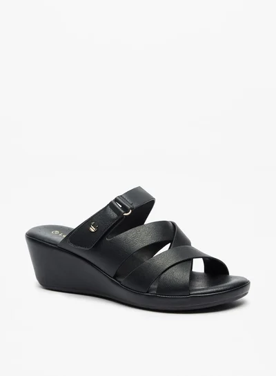 Le Confort Women's Cross Strap Slip-On Sandals with Wedge Heels