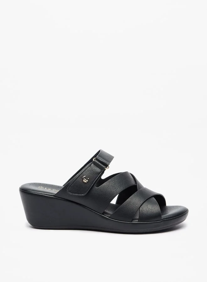Le Confort Women's Cross Strap Slip-On Sandals with Wedge Heels