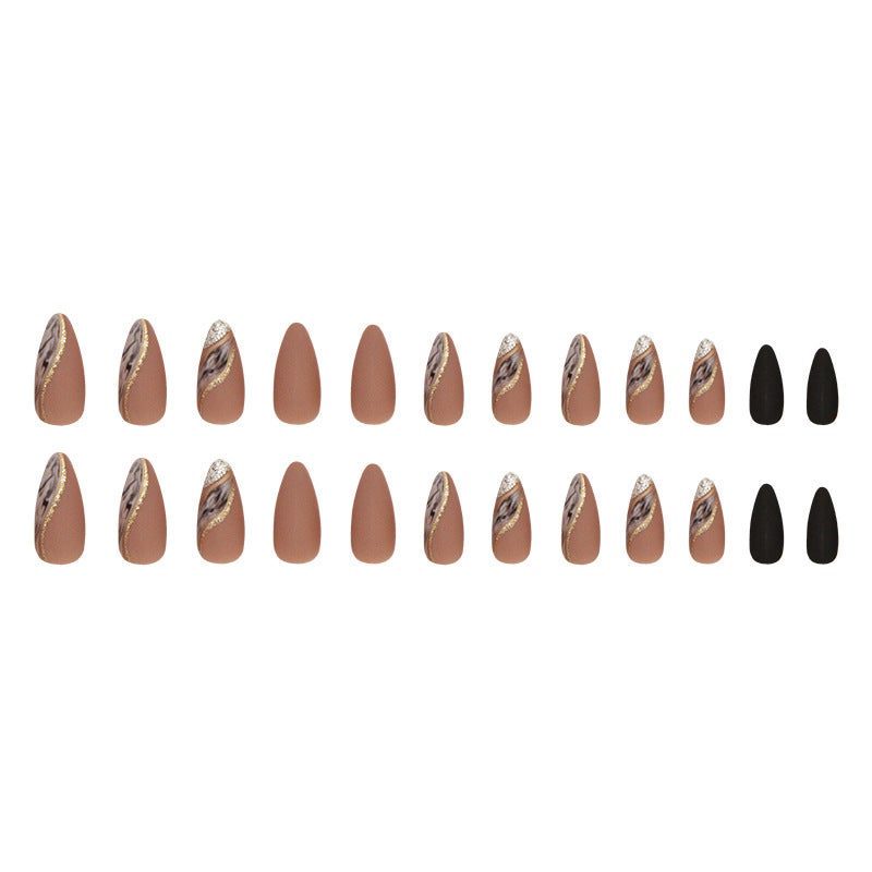 Matte Taupe Silver Accent Reusable Press-On Nail Set - Style 1457 - Image 3
