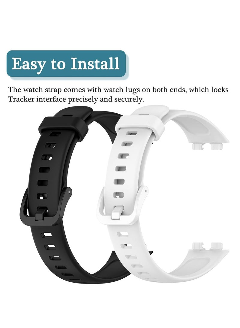 SYOSI 2 Pack Strap Compatible with Huawei Band 8, Soft Silicone Adjustable Replacement Sport Bands for HUAWEI Band 8 for Huawei Band 8   BlackWhite - Image 4