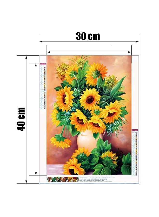 عِيشَالِي طقم لوحة رسم بالماس خماسي الأبعاد زهور عباد الشمس، DIY للبالغين والأطفال لوحة كانفس فنية لتخفيف التوتر لتزيين حائط المنزل وصالونات الشركات 30 × 40 سم - Image 3