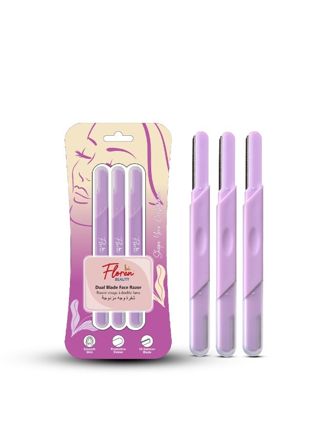Floren Face & Eyebrow Dual facial razor for women | Dual Blade Razor | 3N | Smooth Skin | German Blades | Easy Precision Shave - Image 1