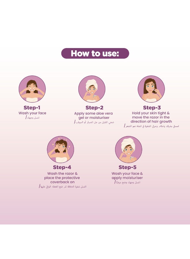 Floren Face & Eyebrow Dual facial razor for women | Dual Blade Razor | 3N | Smooth Skin | German Blades | Easy Precision Shave - Image 5